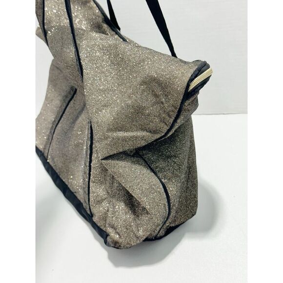 Victoria's Secret Women's Weekender‎ Metallic Glitter Tote Bag Gold Black - Picture 5 of 14